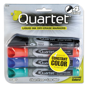 Quartet® Enduraglide Dry Erase Marker, Broad Chisel Tip, Assorted Colors, 4-set freeshipping - TVN Wholesale